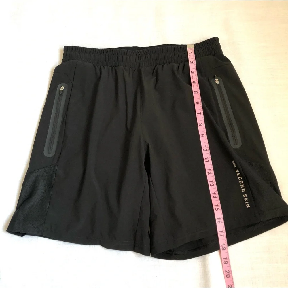 Second Skin Black Compression Lined Workout Athletic Shorts Size Large